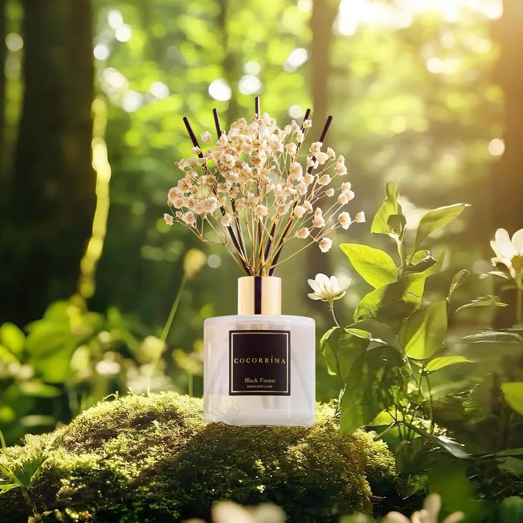 Reed Diffuser Sets, 6.7 fl oz. Black Forest Diffuser with Sticks Home Fragrance Reed Diffuser Shelf Decor