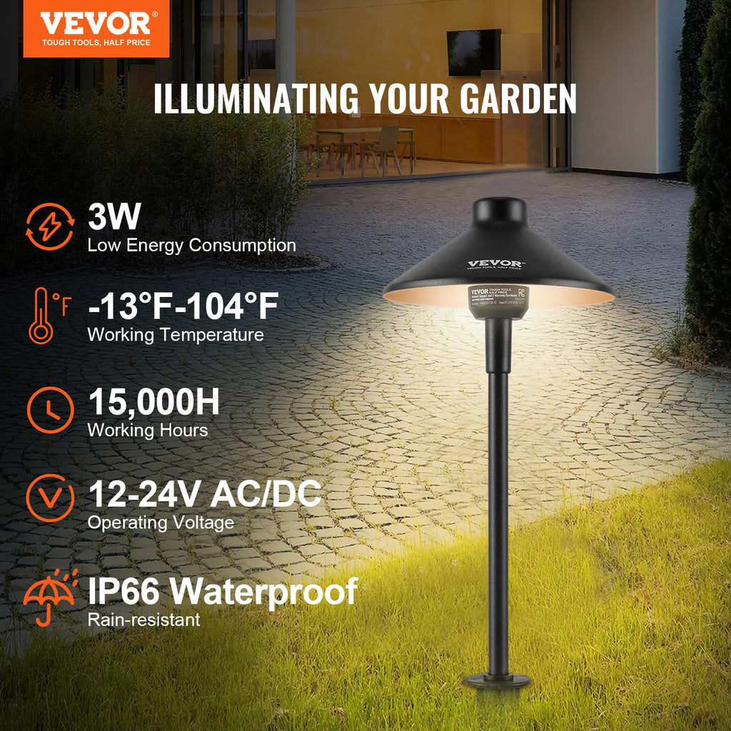 12 Pack Low Voltage Landscape Path Lights, 3W /DC Outdoor LED Pathway Lighting, 3000K Warm White