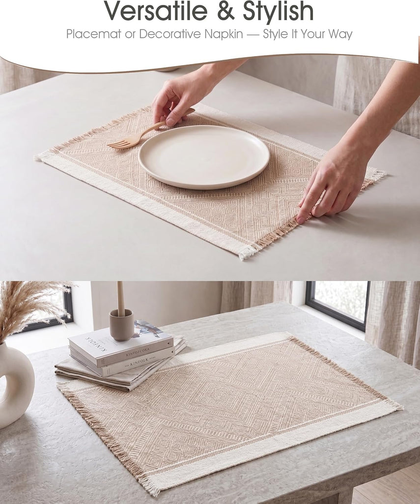 Placemats, 13.8 x 17.7 Inch, Polyester, Jacquard Woven - Set of 6