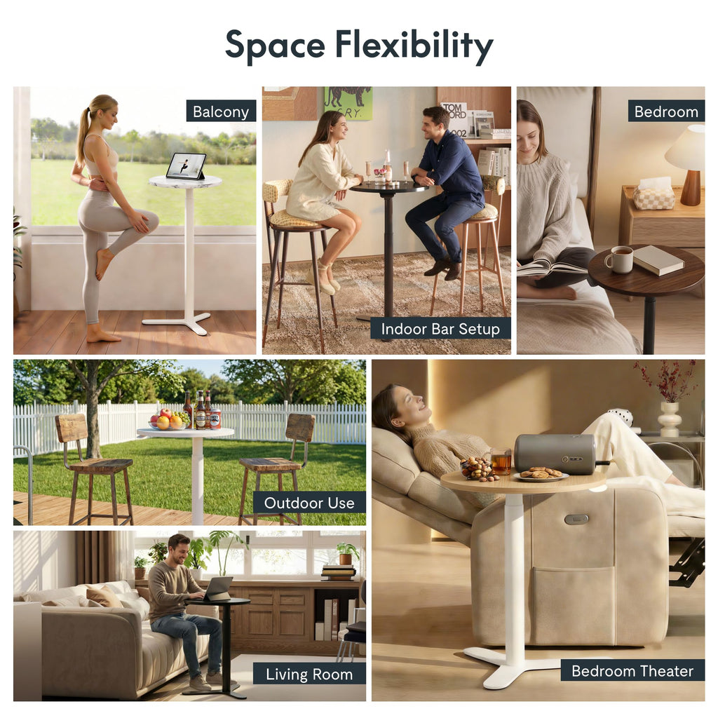 Gas Spring Lift Sit-to-Stand Table, 20" Round Bar Table