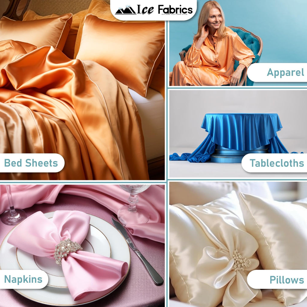 Charmeuse Satin Fabric by The Yard - 58/60" Wide Premium Silky and Smooth Charmeuse Fabric by The Yard for Sewing