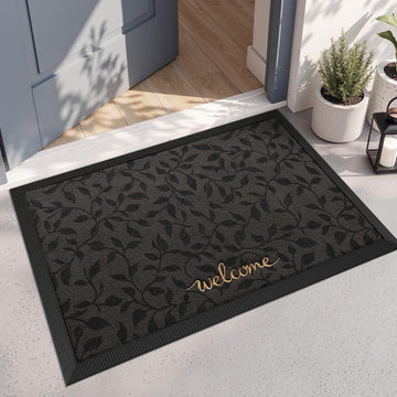 Outside Welcome Door Mat 24x36, Non-Slip Heavy Duty Dirt Trapper, Grey | Rubber Entry Doormat, Low Profile, Trap Dirt