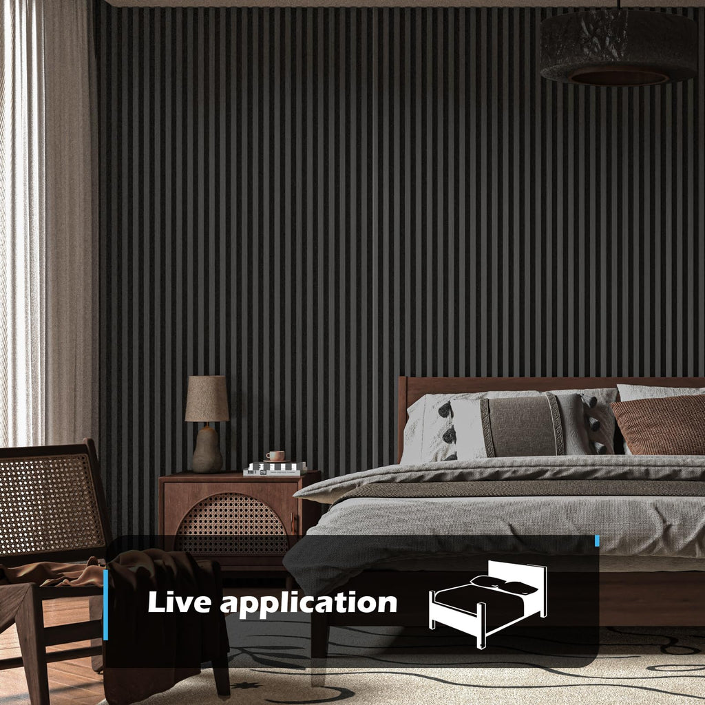 3D Fluted Soundproof Wood Textured Slat Wall Panel, 4-Pack, Blackwood