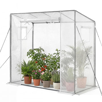 Walk-in Greenhouse, 76.8" x 30.3" x 66.1" Greenhouse for Outdoors with Windows, PE Cover, Roll-Up Zipper Door, Walk