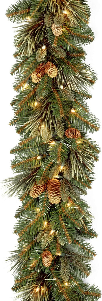 Tree Company 9ft Pre-Lit Carolina Pine Christmas Garland | 100 Clear Lights, 240 Tips, Artificial Christmas