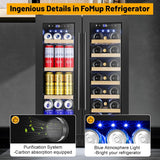 Wine and Beverage Refrigerator, 24 Inch Beverage Cooler Dual Zone with Glass Doo