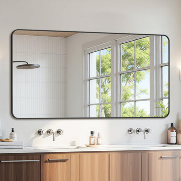 Bathroom Mirror 60" x 30", Large Rectangle Wall Mirror, Black