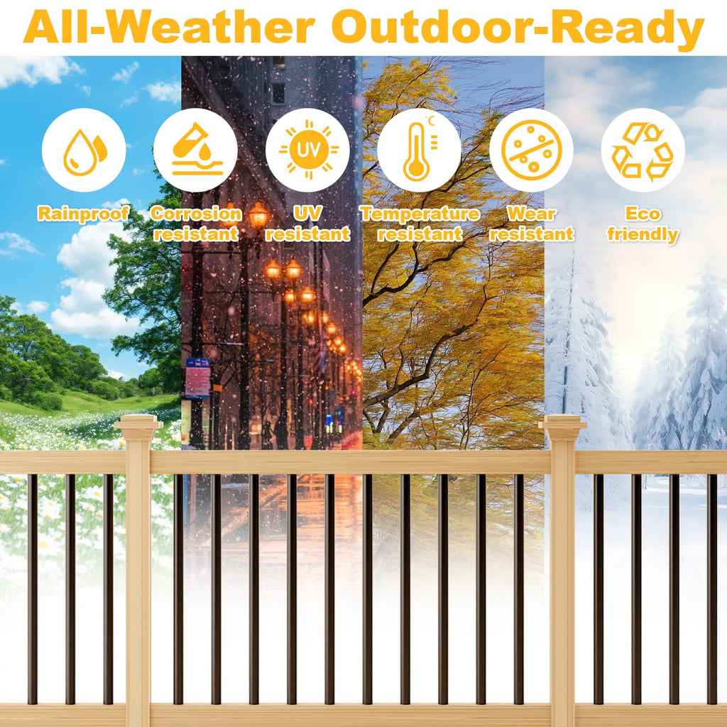 100 Pack 36" Aluminum Deck Balusters, 3/4" Diameter Black Metal Deck Spindles with Connectors and Screws, Hollow
