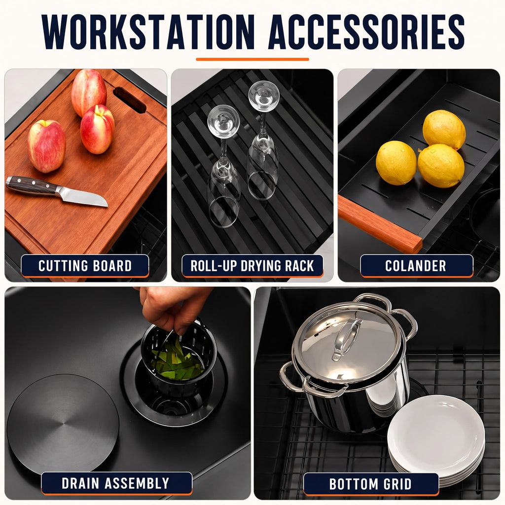 Black Undermount, 32 x 18 Inch Stainless Steel Sink