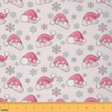 Christmas Hat Fabric by The Yard Xmas Theme Upholstery Fabric Snowflake Waterproof Indoor Outdoor Decor for DIY
