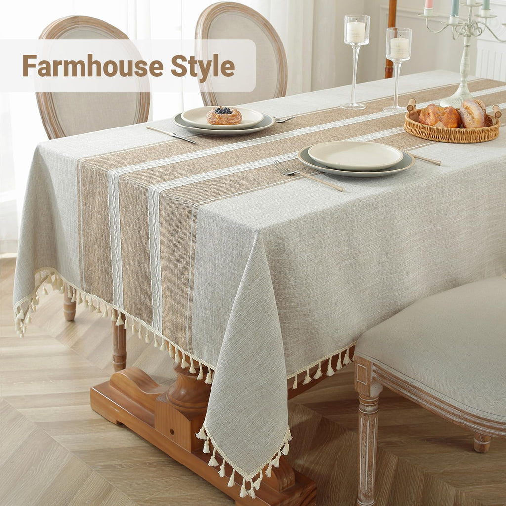 Rectangle Jacquard Tablecloth with Tassels 55x120 Inch
