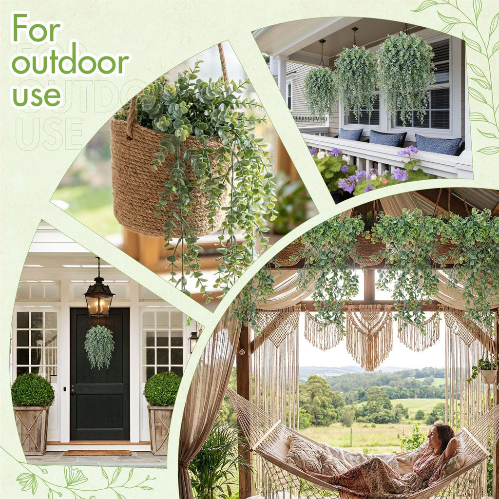 24 Pack Artificial Hanging Eucalyptus Plants, Fake Greenery Eucalyptus Leaves, Boho Ivy Plant Decor for Wedding