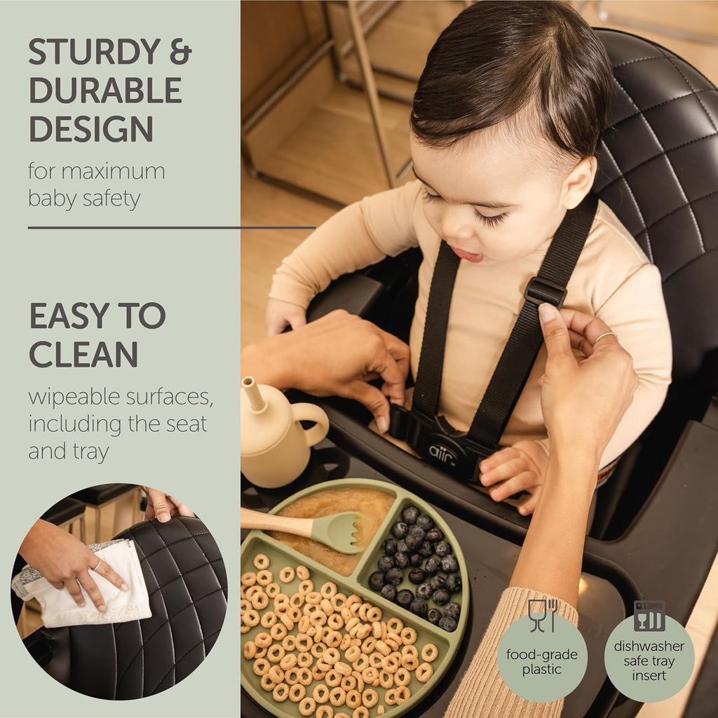 Convertible High Chair for Babies, Toddlers, Kids & Children - Wooden Highchair with Adjustable Height & Dishwasher