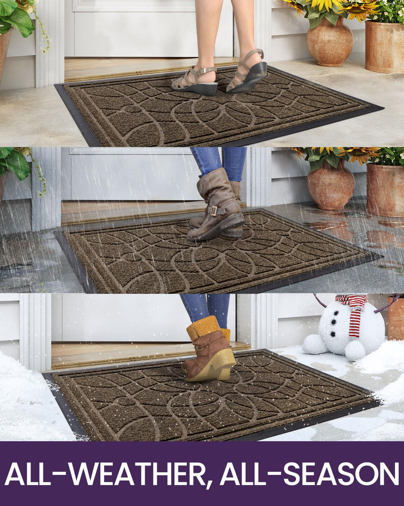 Front Door Mat Outside Entrance 4x6, Heavy Duty Non Slip, Brown