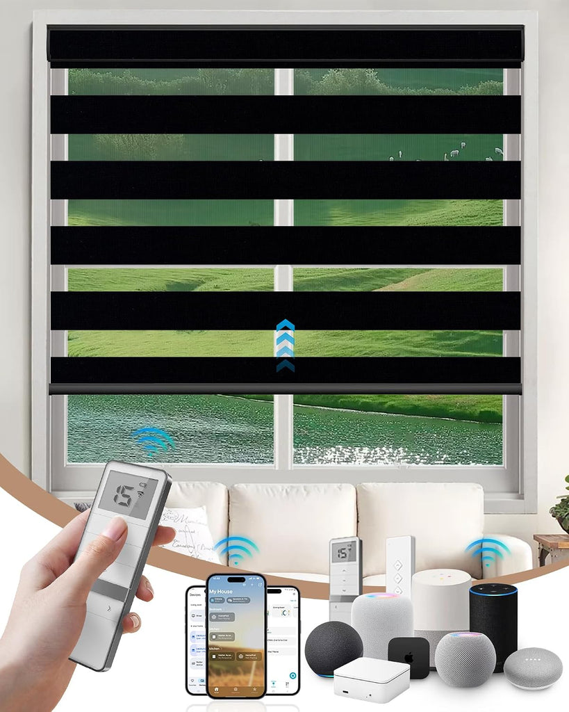 Motorized Blinds with Remote, Motorized Zebra Shades Work with Apple Homekit,Alexa,Google Home, Customized Electric