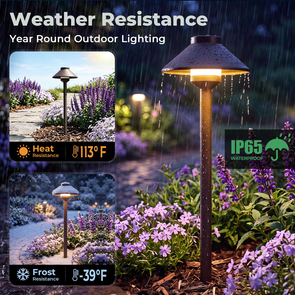 Low Voltage Landscape Pathway Lighting 6-Pack, Outdoor Wired Aluminum Path Lights with G4 4W 2700K Bulb