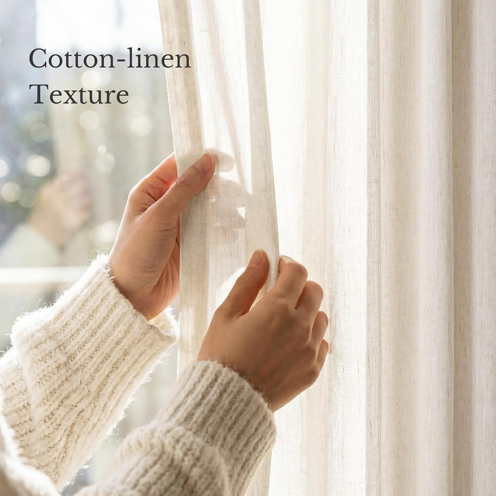 Pinch Pleated Linen Blend 108 inch Curtains, Thick Flax Privacy Added with Light Filtering Drapes Relax Window