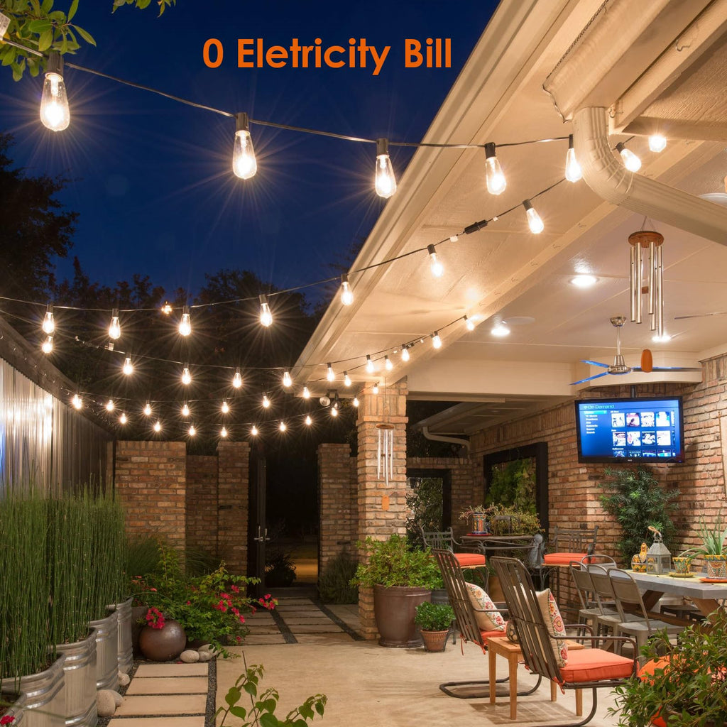 2 Pack Solar String Lights Outdoor, Solar Patio Lights Waterproof with Remote & 80+4 Dimmable ST38 Shatterproof
