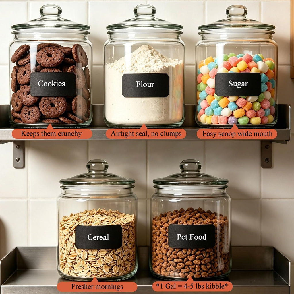 1 Gallon Glass Jar with Lid, Airtight Cookie Jar with Wide Mouth