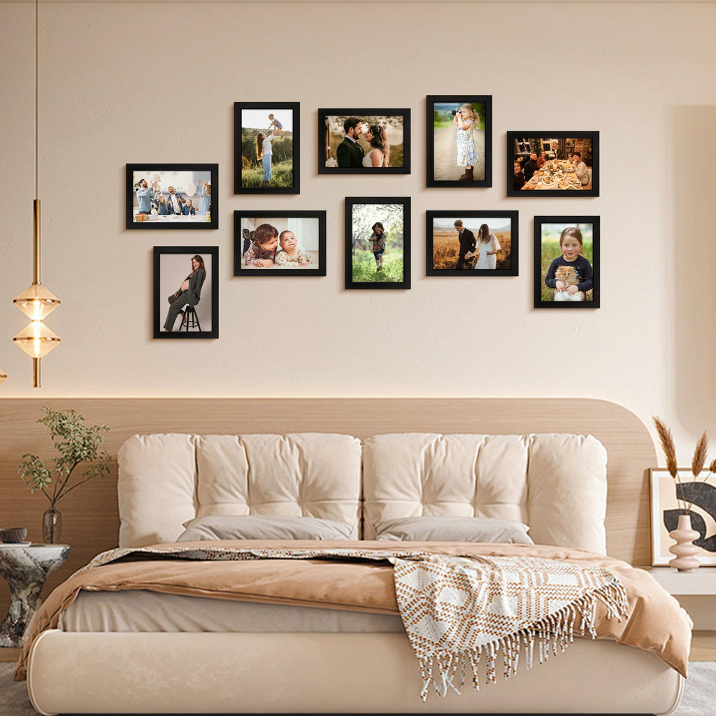 4x6 Picture Frame Set of 10, 4x6 Photo Frames Bulk with HD Plexiglass for Wall Hanging or Tabletop Display, Black