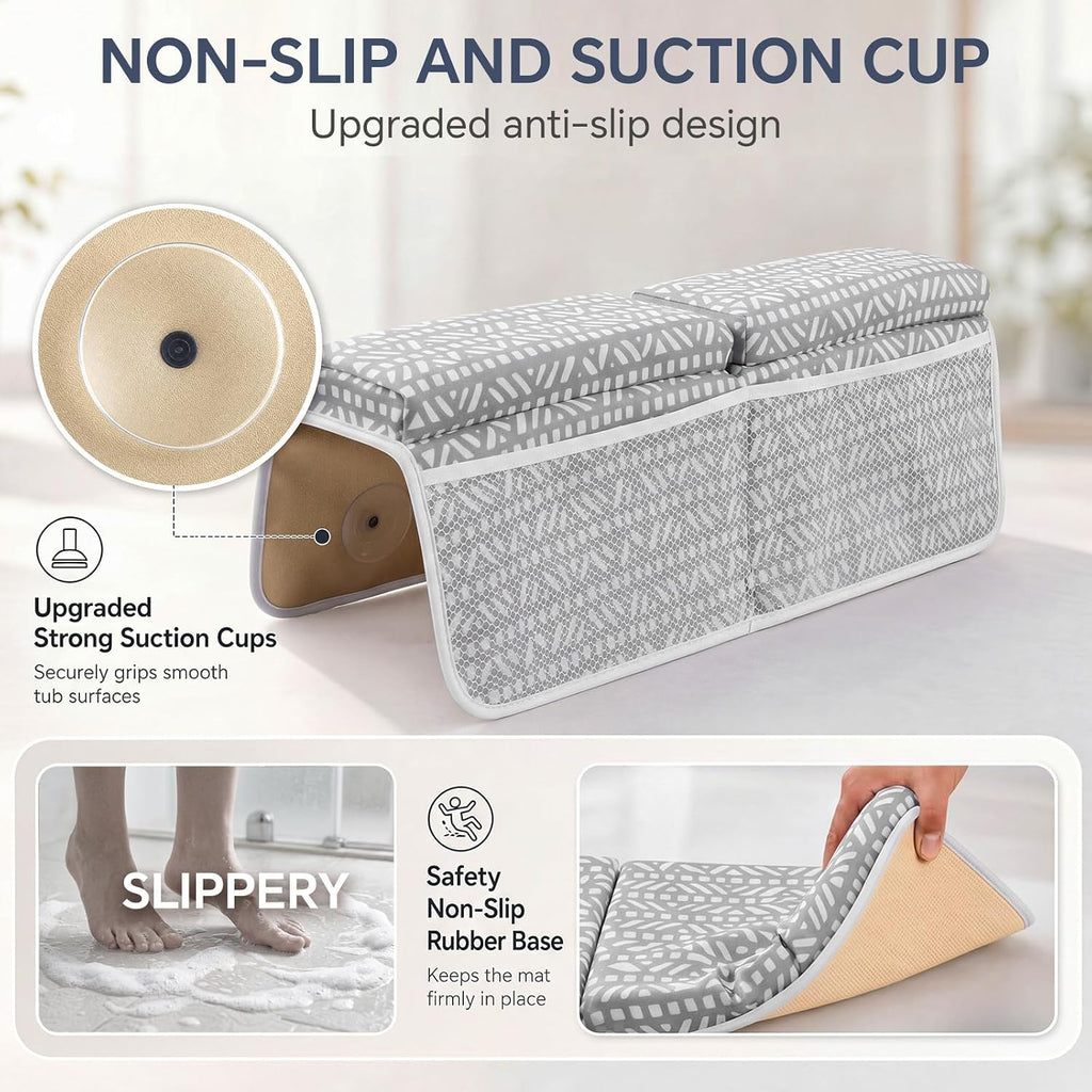 Baby Bath Kneeler and Elbow Rest Pad Set, Thick Comfortable Quick Dry Memory Foam Kneeling Pad, Foldable Non Slip