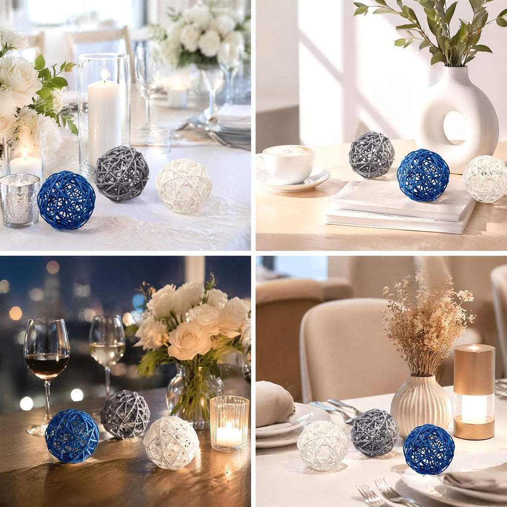 3.15'' Natural Rattan Decorative Balls for Bowls Home Decor Wedding - Set of 6