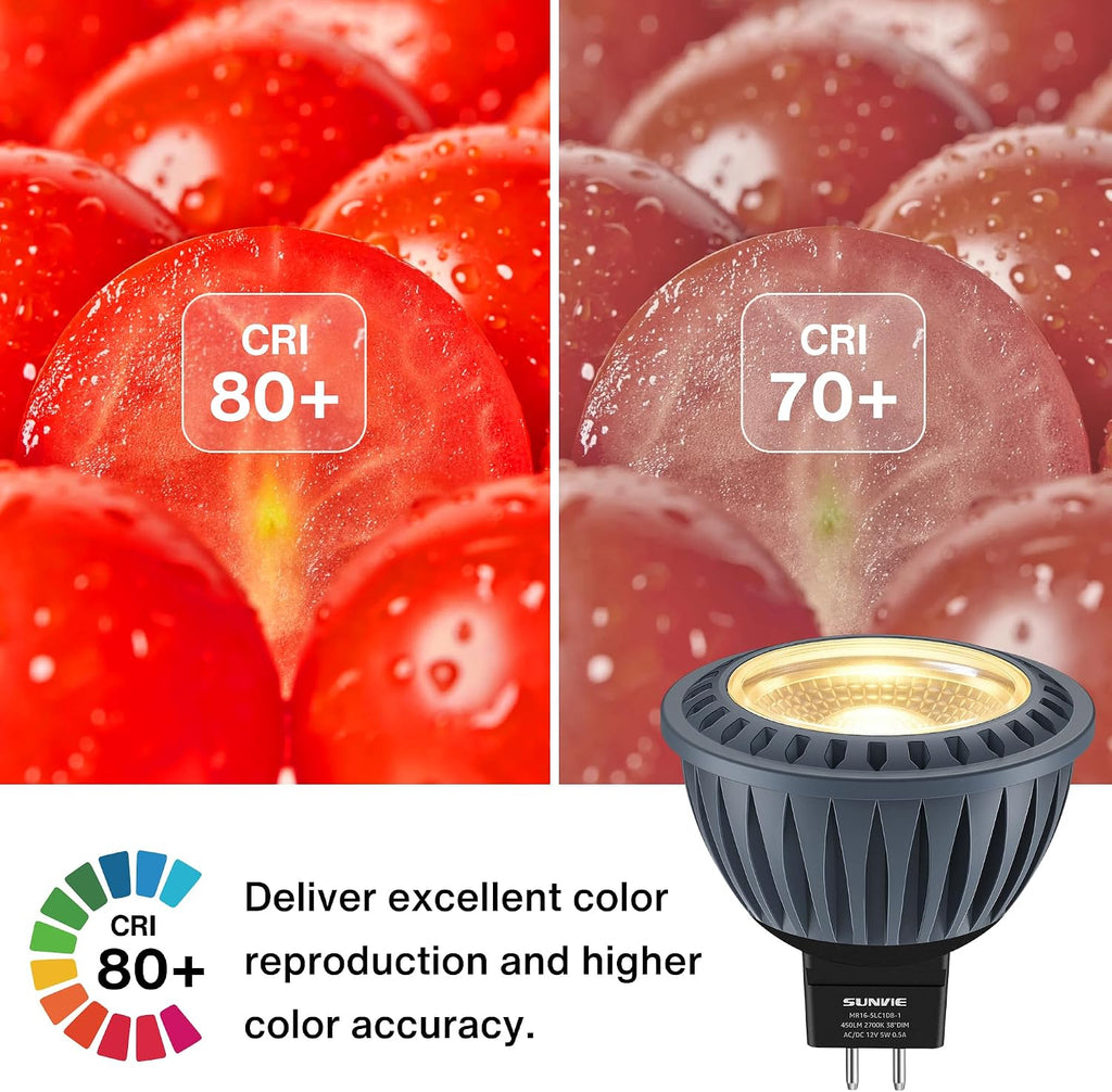 5W MR16 Led Bulb 12V Dimmable MR16 Bulb 2700K Warm White, 4 PCS