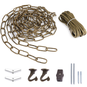 Swag Light Kit with 12 Feet Chandelier Chain and 15 Feet Light Cord, Instructions Included for Chandelier, Pendant