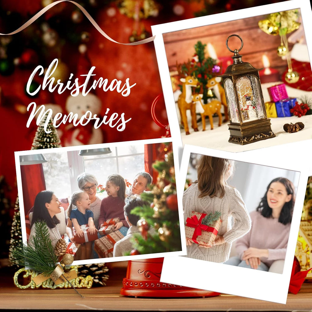 Christmas Snow Globe Lantern, Musical Snow Globe with Swirling Glitter, Battery Powered, Christmas Decorations Indoor
