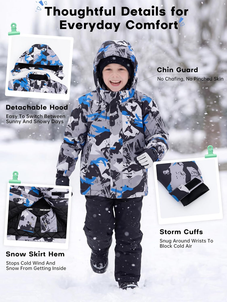 Boy's Waterproof Ski Jacket Winter coat with Hood