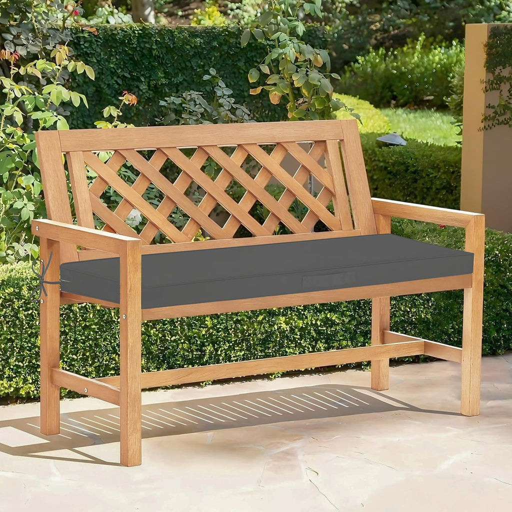 Outdoor Bench Cushion Waterproof, 48 x 18 Inch Patio Furniture Cushions with Adjustable Ties & Portable Handle, Porch