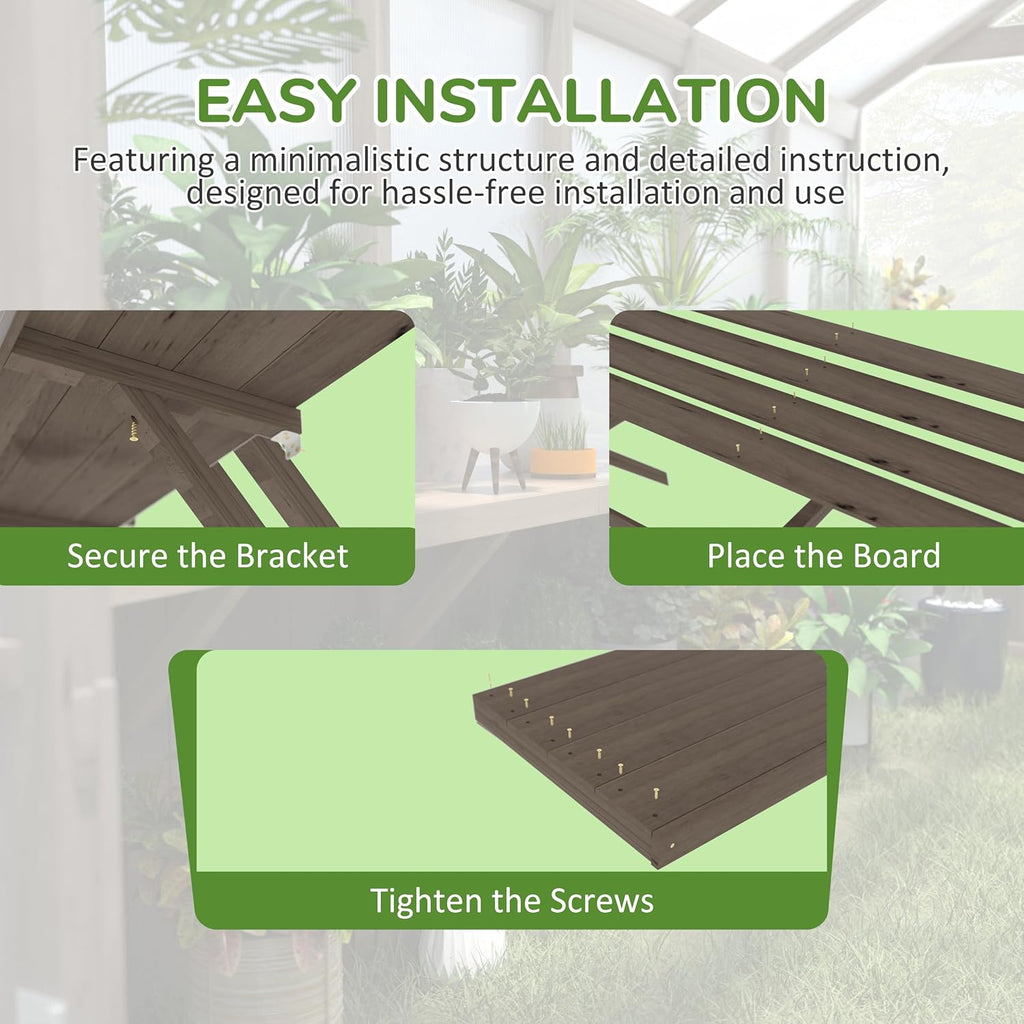 Shelf Suitable for 12FT Wood Greenhouse, 137" Wooden Storage Shelf Kit Fit Multiple Greenhouse , Horticulture