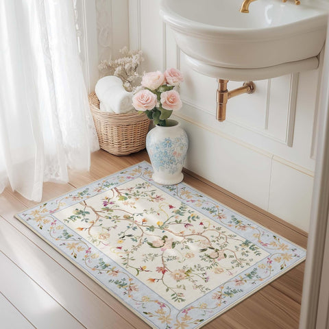 Floraison Floral Entryway Rug 2x3 Soft Washable Rugs Non Slip Low Pile Door Mat Indoor Enterance Sma