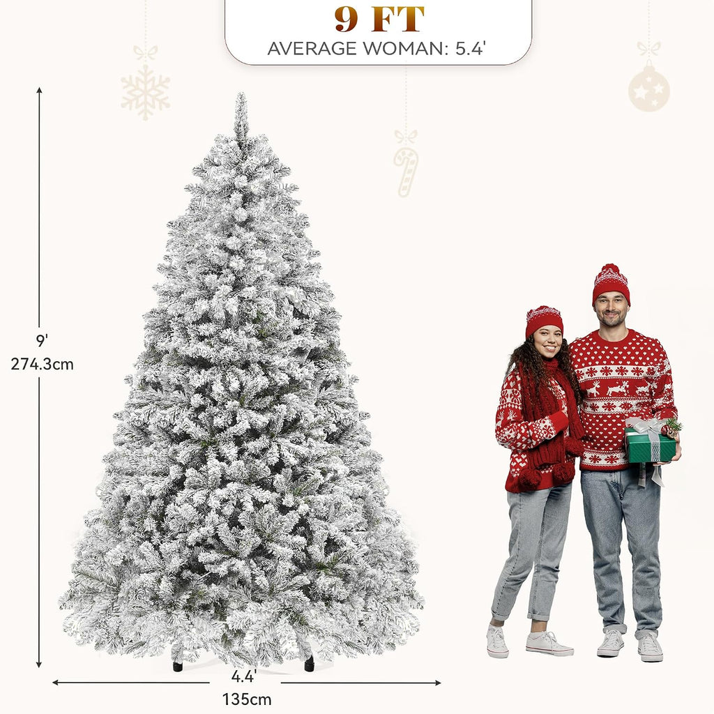 Prelit Snow Flocked Christmas Tree with Remote