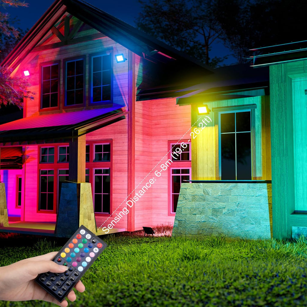 30W LED Flood Light Outdoor, 300W Equivalent 2700K Warm White RGB Color Changing Led Stage Landscape Lights with