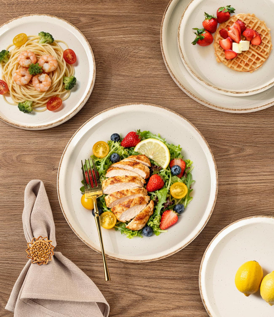 Stoneware Dinnerware Sets for 4,12Pcs Plates and Bowls Set