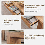 48" Modern Farmhouse Coffee Table, Wooden Living Room Table with Hidden Storage Drawer
