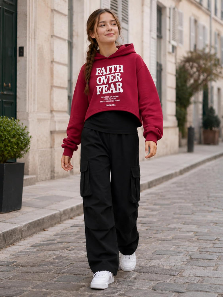 Girls 3 Piece Outfits Hoodie and Cargo Pants Set Streetwear Tracksuit Fall Winter for Kids Teens