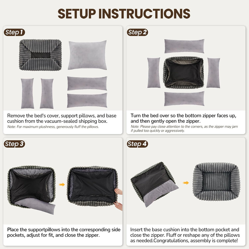 Cute Dog Bed for Small Dogs & Cats, Washable Fluffy Cat Beds for Indoor Cats, Rectangle Orthopedic Memory Foam Puppy