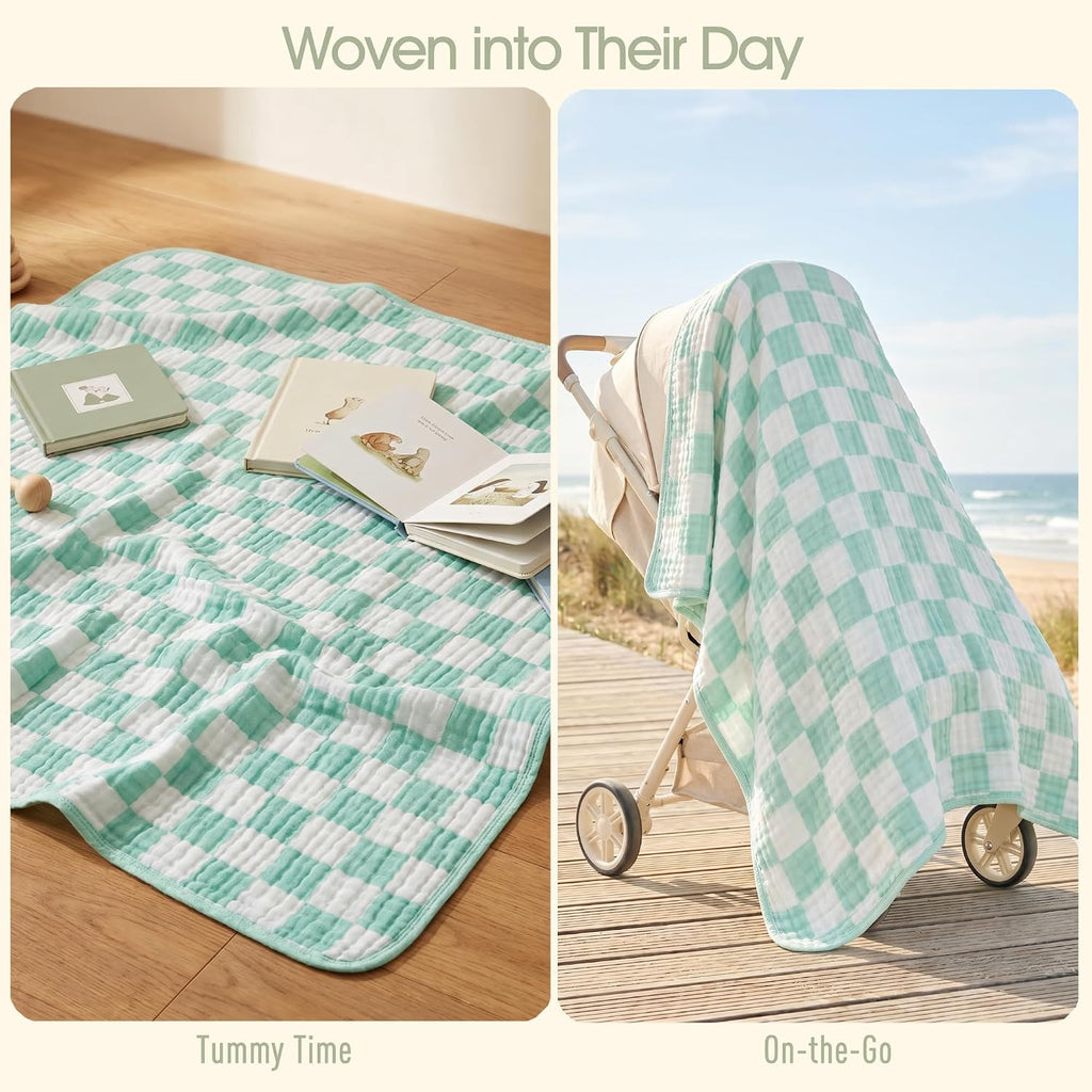 Ultra Soft Muslin Baby Blanket, A Versatile Swaddle and Bed Blanket for Babies, Toddlers, Boys, and Girls (1 Pack).