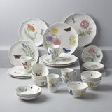 Dinnerware Set, Butterfly Meadow 28-Piece Set, Service For 4, Porcelain Plates With Scalloped Edges