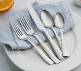 89-Piece Hammered 18/10 Stainless Steel Silverware Cutlery Set with Serving Set, Flatware Service for 12