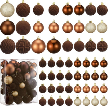 Brown Velvet Christmas Balls Ornaments Set - Set of 56