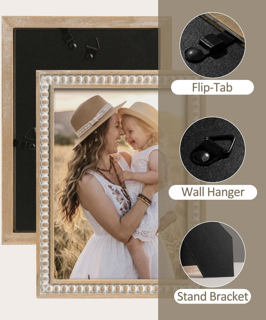 Farmhouse 5x7 Picture Frame Boho White Wood Photo Frame