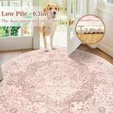 Boho 8ft Vintage Washable Round Area Rug