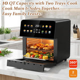 12QT Air Fryer Oven, 8-in-1 Air Fryer Toaster Oven Combo with 8 Presets, Family Size Countertop Oven with 2 Baking