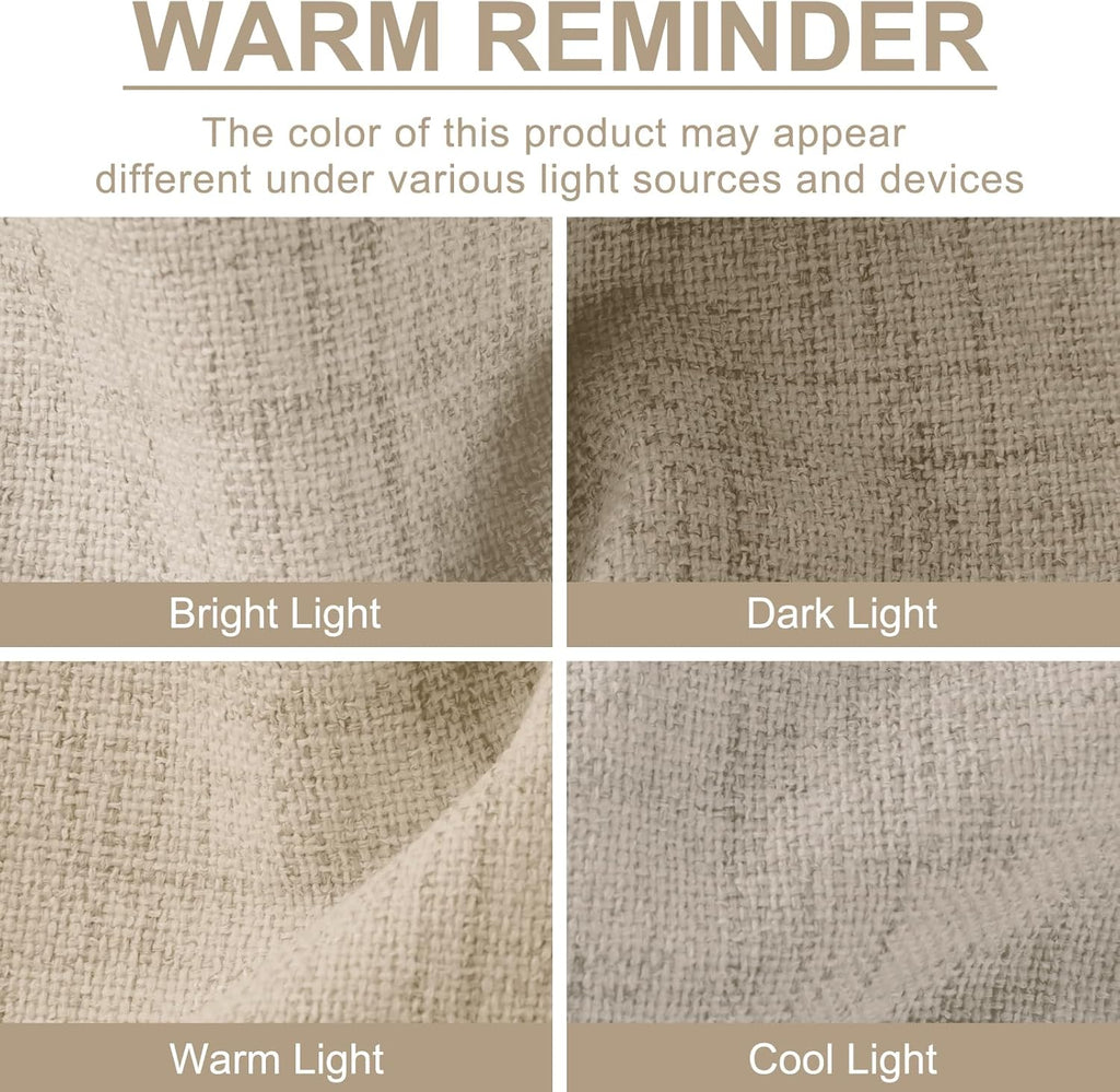 Linen Blackout Curtains for Bedroom 96 Inches Long, Back Tab/Rod Pocket Living Room Drapes, Thermal Insulated
