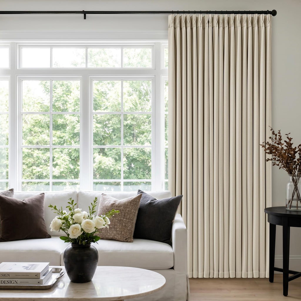 Oatmeal Beige Extra Wide Blackout 60 x 102 Inch Pinch Pleat Curtain 1 Panel