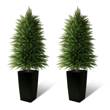4ft UV Resistant Artificial Cedar Trees, Full Realistic Shape, 2-Pack Black
