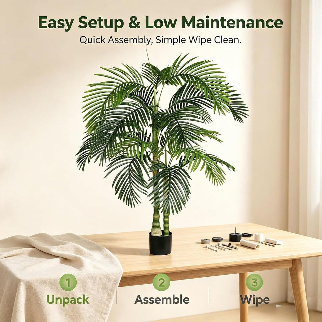 6FT Artificial Palm Tree with Black Pot, Faux Tropical Plant